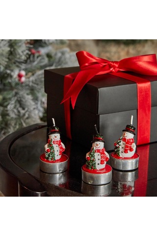 Lexroo New Year Snowman 3'lü Tealight Mum Çok Renkli