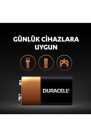 Duracell 9V Alkalin Pil (6LR61 / MN1604)