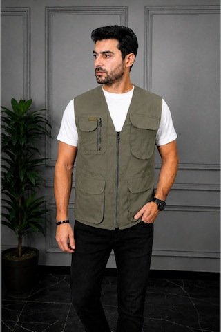 Modmen Erkek Avcı Yeleği Erkek Outdoor Yelek Erkek Yelek Yeşil