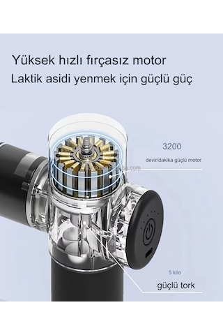 Hams104 Kablosuz Masaj Tabancası 6 Modlu Lcd Masaj Tabancası A Siyah