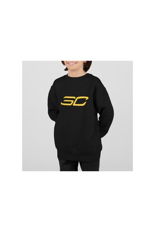 Stil X Stephen Curry Baskılı Bisiklet Yaka Çocuk Tshirt Siyah-8