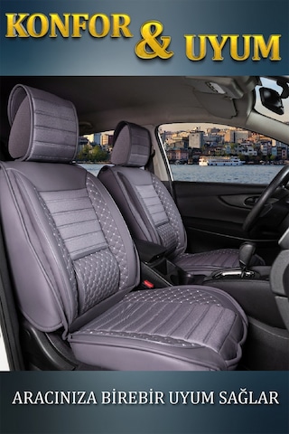 Dacia Sandero 2022 Lüx Deri Oto Koltuk Kılıfı Ön Arka Takım Safir Serisi Füme