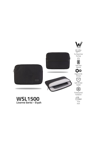 Classone WSL1500 Livorno Serisi 15.6'' Su Geçirmez Kumaş Notebook Taşıma Kılıfı Siyah