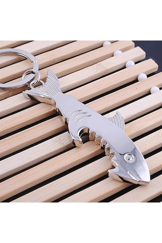 Liangmei Köpekbalığı Şekilli Şişe Açacağı Anahtarlık Şekilli Ahşap