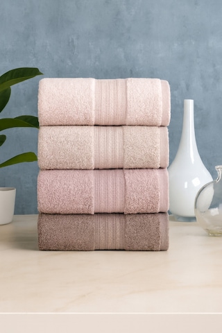 4'lü Pamuklu El Yüz Havlu Seti 50x85 Cm-4 Adet El Havlusu Seti Mürdüm
