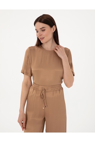 Pierre Cardin Kadın Kahverengi Kısa Kollu Bluz 50301143-vr029 Kahverengi