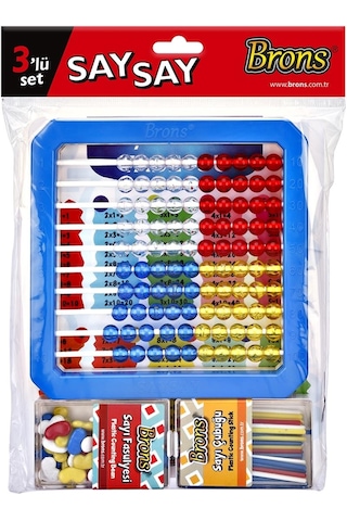 Brons 3'lü Say Say Set Mihsap, Sayı Çubuğu Ve Sayı Fasulyesi