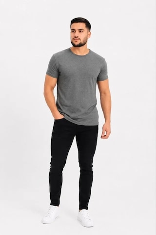 Defymoda Erkek Basic Tişört Bisiklet Yaka Kısa Kol Günlük Yazlık Slim Fit T-shirt - Antrasit