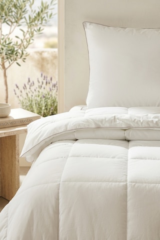 Ocean Home Textile Pamuklu Saten Biyeli Mikrojel Tek Kişilik Yorgan155 X 215 Cm Beyaz
