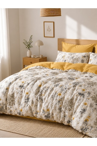 Mystory Home Çift Kişilik Nevresim Takımı Jaune Gri - Sarı