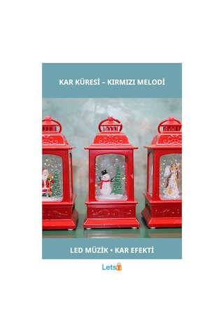 Yılbaşı Temalı Işıklı Müzikli Kar Küresi Kırmızı 15x7 Cm 1 Adet