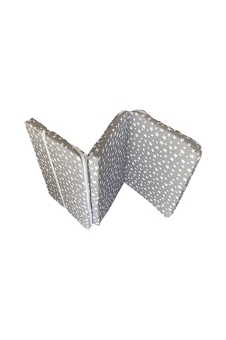 Katlanır Çocuk Yatağı Sünger Yatak Çocuk Oyun Minderi 60x120-4 Cm Gri Yıldız