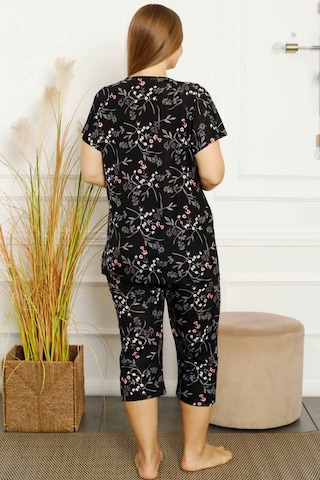 Alimer Kadın Siyah Büyük Beden Bermuda Pijama Takm Edy2707b-s Siyah