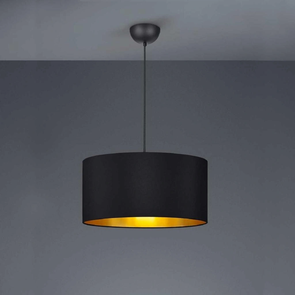 Exclusive Siyah Kumaş Büyük Boy Sarkıt İçi Gold Avize Siyah