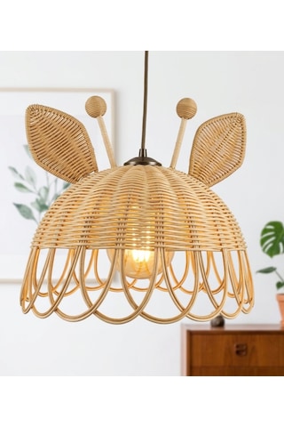 Zürafa Model Rattan Avize Ekru Zürafa Model Rattan Avize Ekru