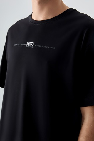Tommy Life Siyah %100 Pamuk Kalın Yumuşak Dokulu Oversize Fit Baskılı Erkek T-shirt - 88357 Siyah
