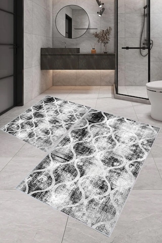 Eliana Home Dijital Baskı 2'li Banyo Paspas Takımı Lna5-1606 100x60 Ve 60x50 Cm Siyah
