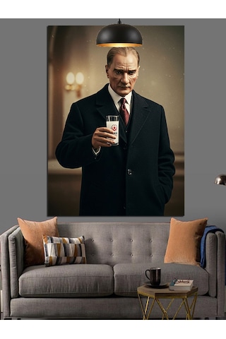 Mustafa Kemal Atatürk Ve Rakı Dekoratif Kanvas - Mdf Ahşap Tablo