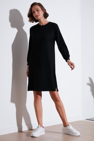 Lela Modest Oysho Kumaş Relaxed Fit Yırtmaçlı Bayan Tunik 5865878 Siyah