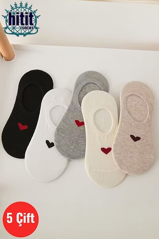 Hitit Socks Kadın 5 Çift Boğazı Olmayan Ayakkabıdan Görünmeye... Çok Renkli