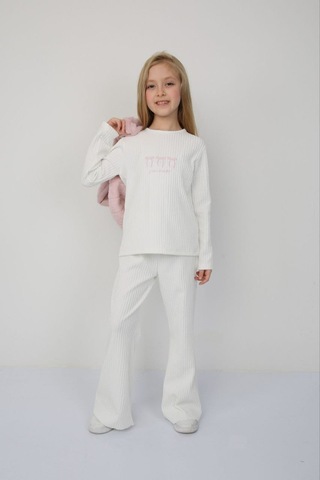 Kız Çocuk Pembe Renk Peluş Yelekli 3 Parça Alt Üt Takım Toz Pembe