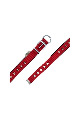 Doggie Konfor Dokuma Çivili Boyun Tasması Kırmızı 2.5 x 42-50 CM Kırmızı