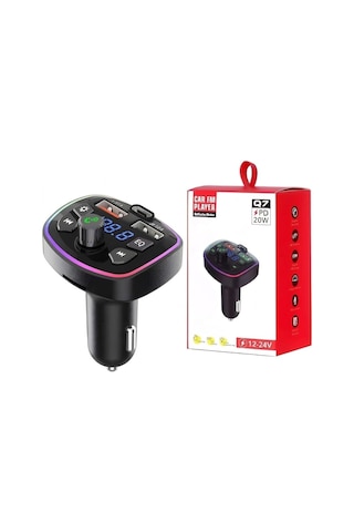 Pdateknoloj Q7 Pd 20w Araç Fm Transmitter 5.3 Bluetooth Araç Kiti 2usb Port, 1type-c Hızlı Şarj Çıkışlı Çakma