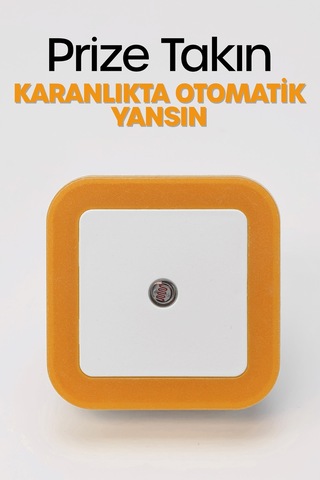 Kare Otomatik Gece Lambası Işığa Duyarlı Karanlık Ldr Sensörlü Koridor Turuncu Gc02 Turuncu