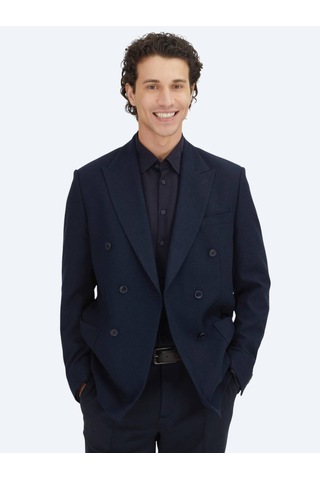 Kip Lacivert Düz Modern Fit Yün Karışımlı Ceket Lacivert
