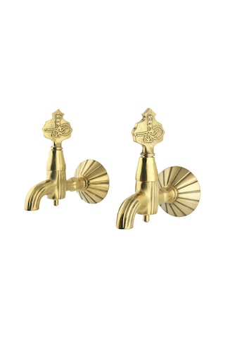 FKN İkili Hamam Taslı Lüks Tuğralı Sarı Osmanlı Musluk