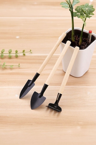 3 Parça Mini Bitki Bahçe Hobi Saksı Bakım Kazma Kürek Seti Cin702