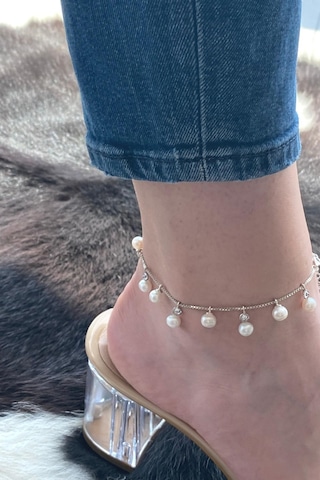 Doğal İnci Sallantılı Kadın Halhal Gümüş