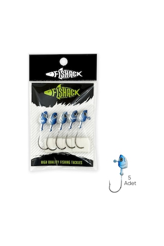 Kurşunlu Jighead Zoka - 8g - Fishack - Mavi Beyaz Xha11 - 5 Adet