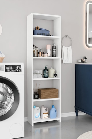 Alpaevmobilya Ahşap 5 Raflı 150 Cm Çok Amaçlı Açık Banyo Dolabı Düzenleyici Raf Ve Çamaşır Odası Dolabı Beyaz