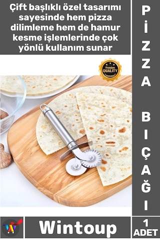 Bıçak Paslanmaz Çelik Profesyonel Mutfak Kesici Hamur Kesim Aracı Çift Başlıklı Pizza Hamur Bıçağı