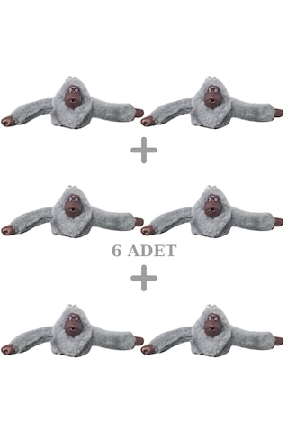 Anıl Bags Maymun Peluş Anahtarlık 6 Adet Gri