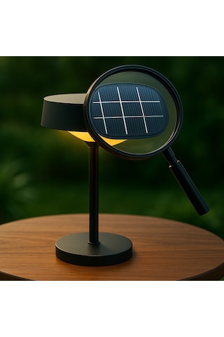 Cata Ct-8450 Dubai Solar Şarjlı Led Masa Lambası Siyah Kasa 3 Farklı Renk Ayarı Ofis Dekoratif
