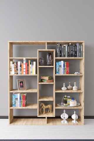 Kiola 14 Bölmeli Dekoratif Açık Tasarım Kitaplık Modern Kitap... Atlantik Çam