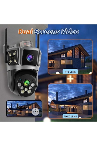 Avenir Çift Kameralı 6mp Full Hd Hareket Takipli Polis Çakarlı Alarmlı Wifi Güvenlik Kamerası
