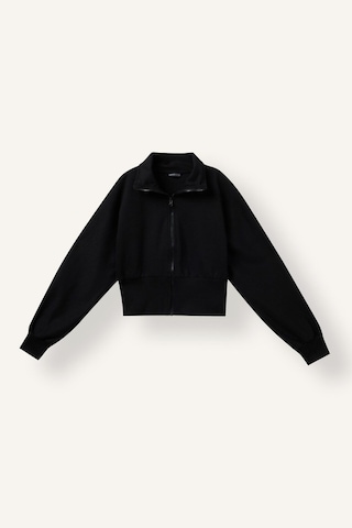 Defacto Fermuarlı Dik Yaka Crop Basic Hırka Kız Çocuk I8351a826wnbk81 Siyah-bk81