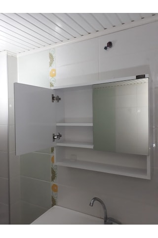 Çift Kapaklı Aynalı Lavabo Üstü Banyo-Wc Dolabı (Günlük Kargo) Beyaz