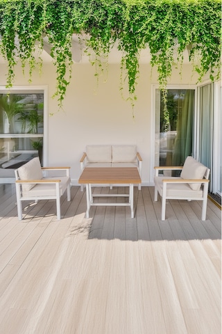 Neokas Metal Bahçe Oturma Grubu, Balkon Takımı, Kafe Koltuğu, Bekleme Alanı Koltuğu, 1 + 1 + 2 + Masa Beyaz