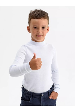 Tlg Çocuk Pamuklu Balıkçı Yaka Kazak 112458302 Beyaz