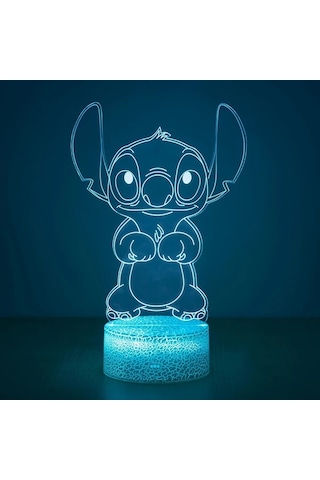 Honeybeeshop 1 Adet Dikiş Çizgi Film Karakterli Akrilik Sevimli Renk Değiştiren Gece Lambası Usb Veya Pil İle Çalışır Yatak Odası Led Masa Lambası Ahşap