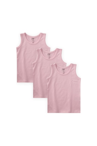 Cigit Üçlü Geniş Askılı Atlet Set 2-9 Yaş Şeker Pembe Pembe