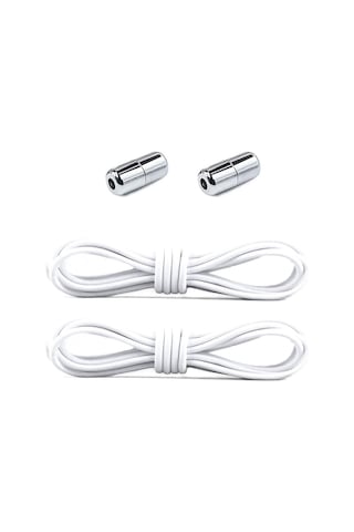 Ayarlanabilir 1 Çift Beyaz Vidalı Kapsül Uçlu Yuvarlak Lastik Pratik Bağcık Beyaz