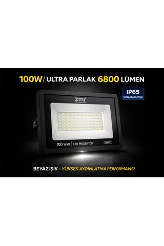 100watt Ultra Slim Led Projektör 220v-6500k-6800lm Beyaz Işık