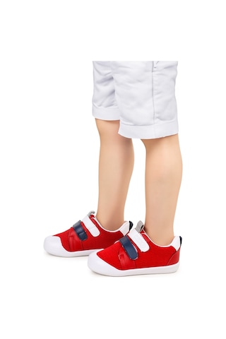 Kiko Kids Textile Cırtlı Erkek Bebek Spor Ayakkabı Kırmızı