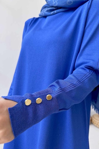 A Form Işıltılı Merserize Tunik - Mavi Saks Mavi