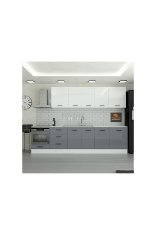 300 Cm Mutfak Dolabı Mdf Kapak Tezgah Dahil Yrkn315 98 Gri